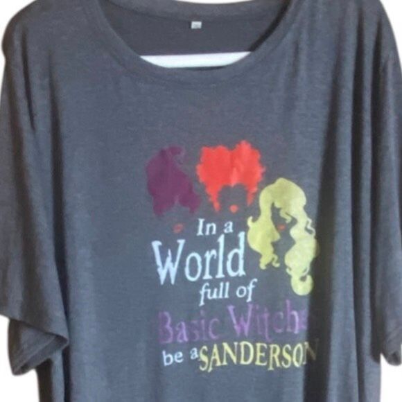 Sanderson Sisters Hocus Pocus Graphic Tee Women’s 5XL Plus Gray Halloween Shirt - Picture 3 of 5